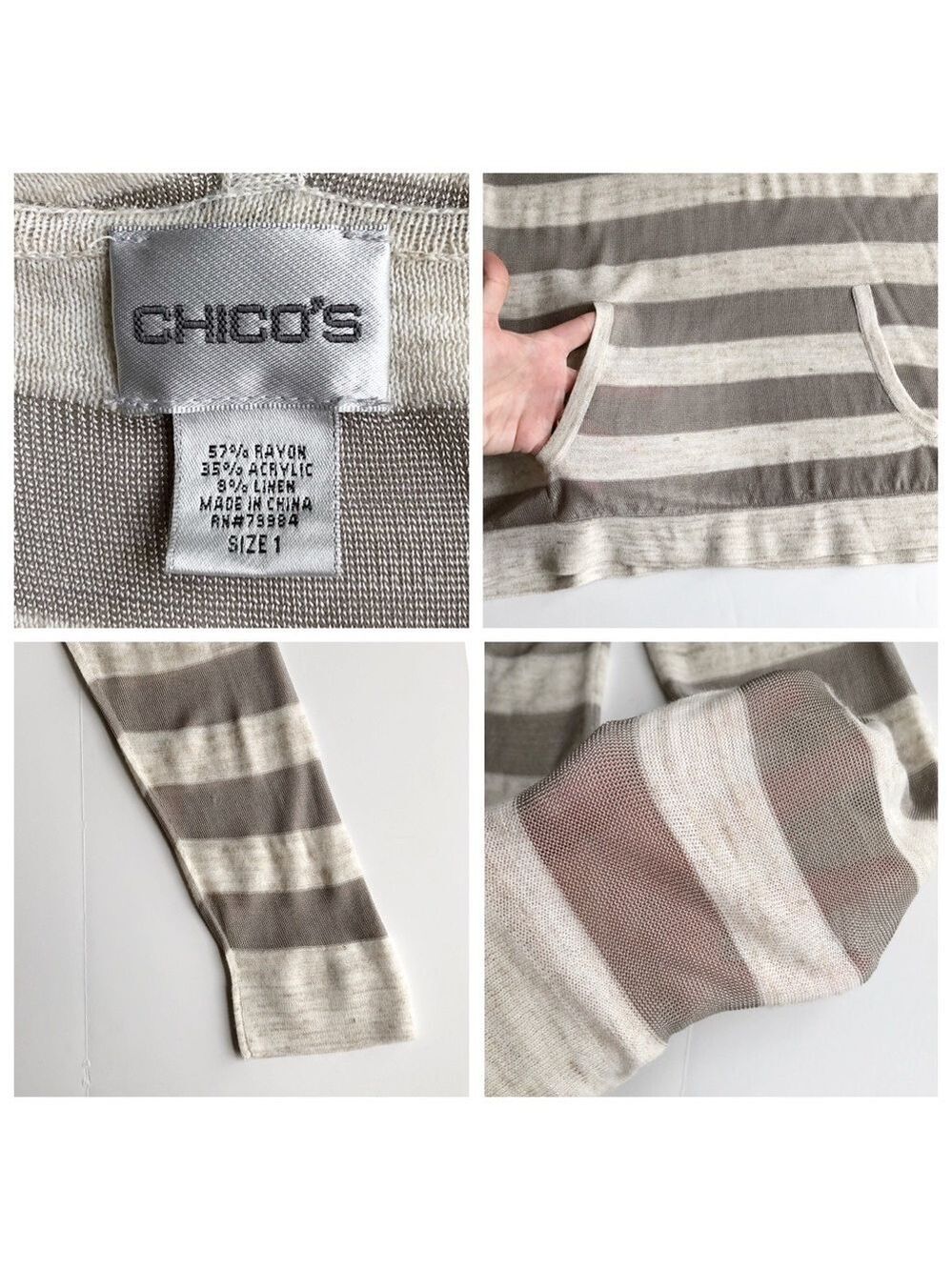 Chico’s Hooded Stripe Top - Picture 7 of 7